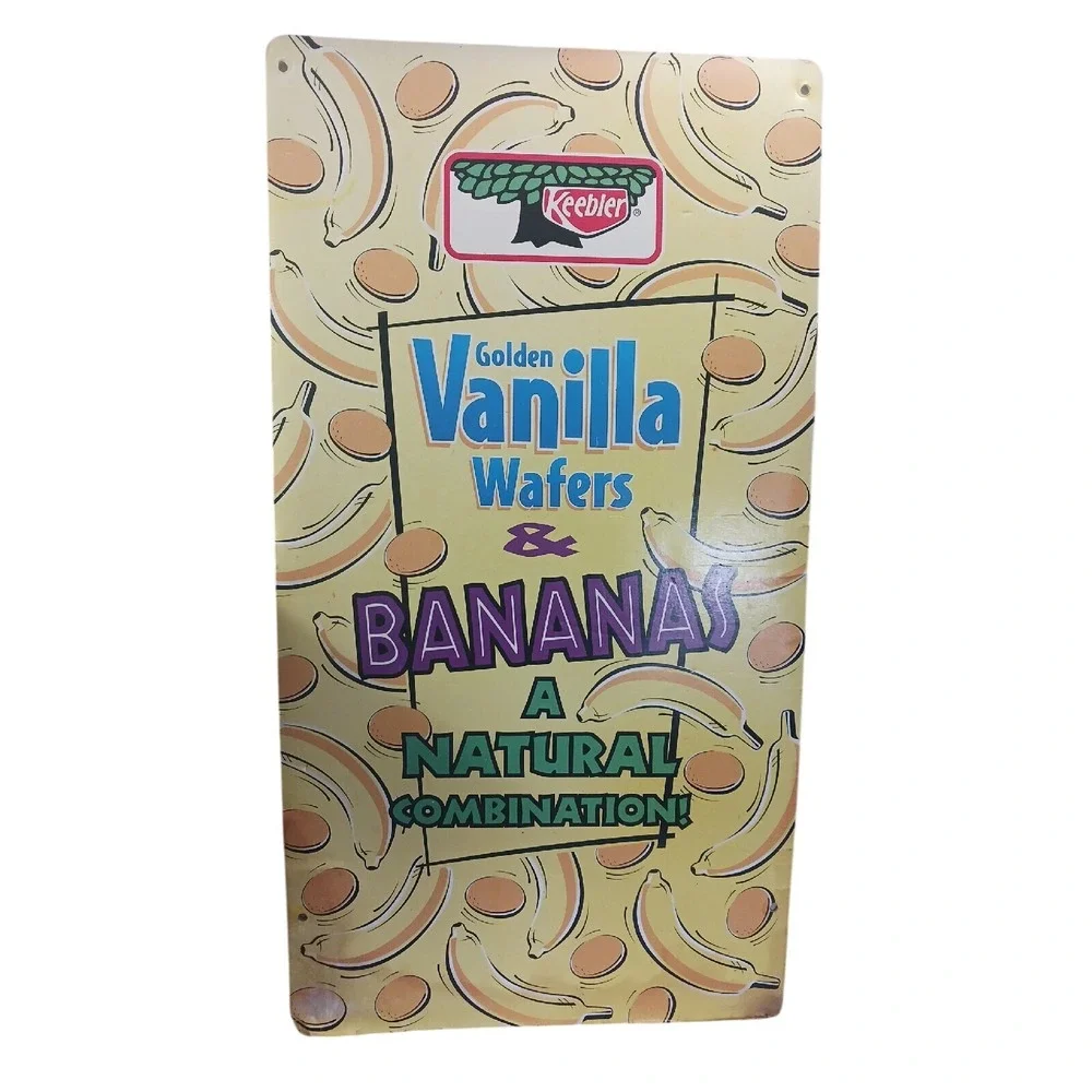 VTG Keebler Store Display Sign Banana Pudding & Club Crackers Double Sided 13x25